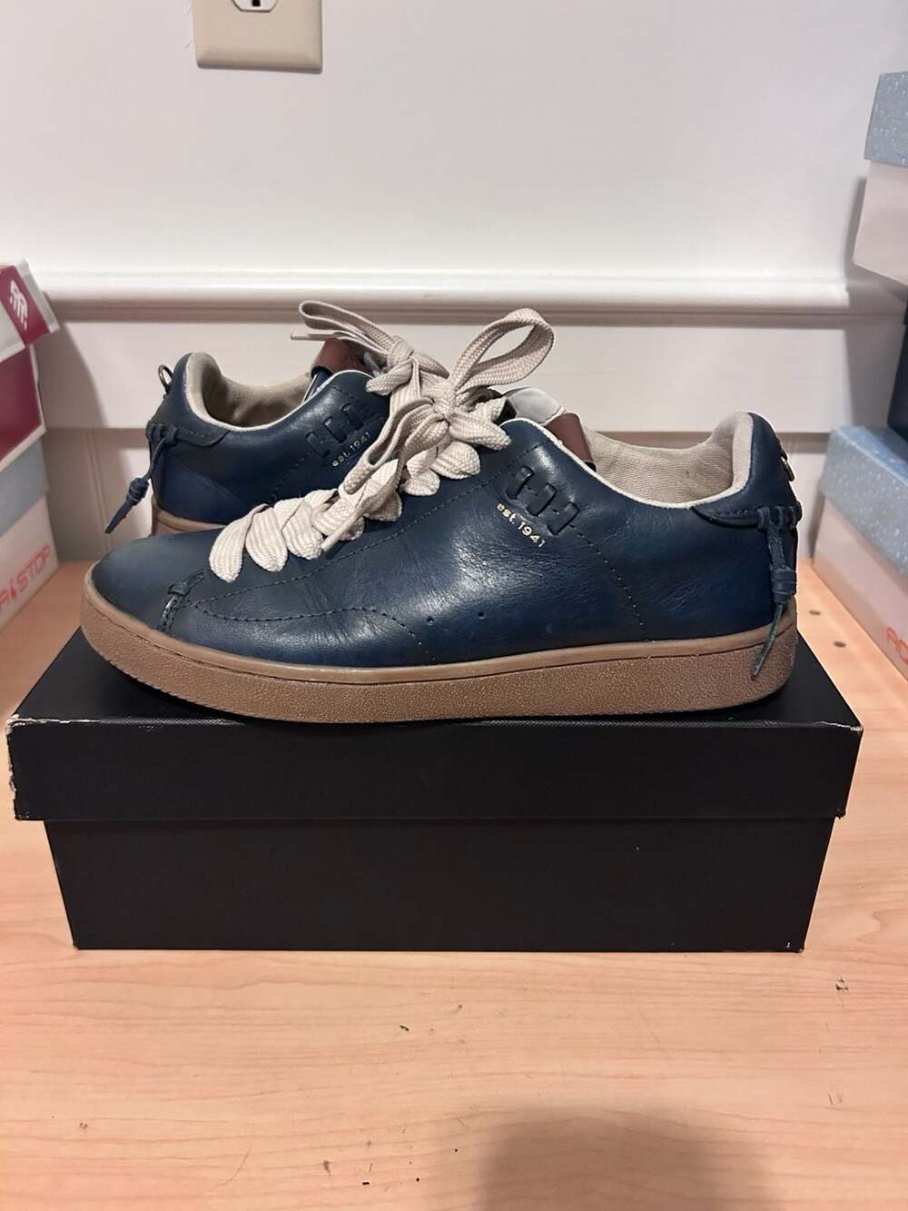 Coach LTHR CRFT C101 Denim Leather Sneakers Size 7.5 D